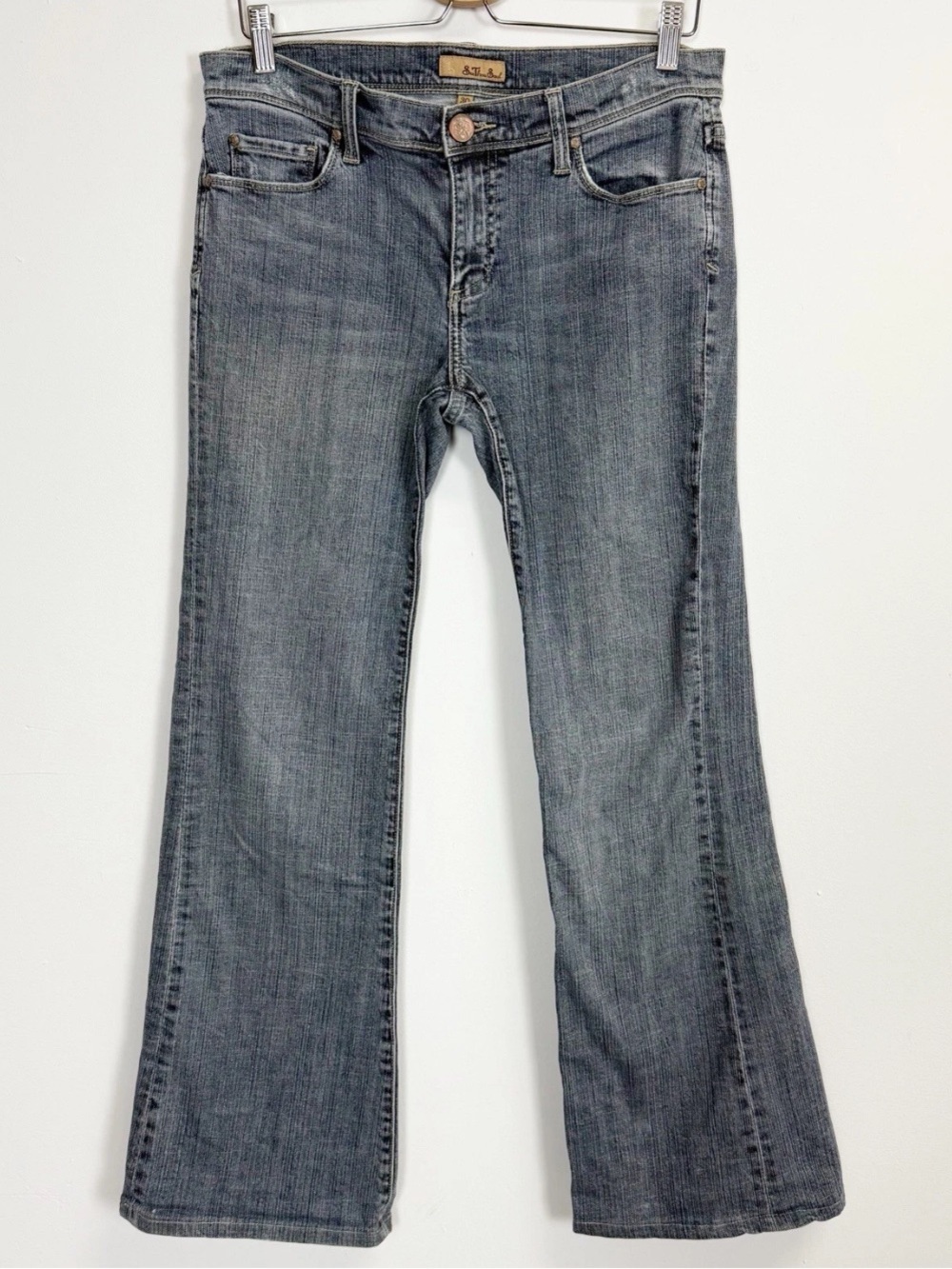 See Thru Soul  Y2K Jeans Womens 30 Blue Cotton Blend Stretch Dino Flare 2000s